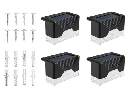 Lampki solarne 4 szt ogrodowe led na schody taras płot czujnik zmierzchu Lampki solarne 4 szt ogrodowe led na schody taras płot czujnik zmierzchu