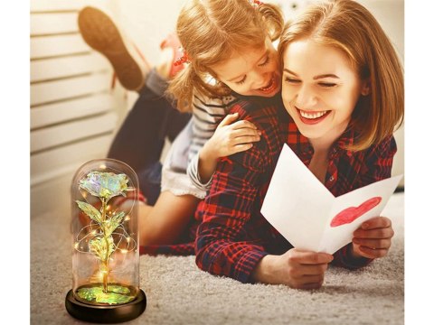 Wieczna róża w szkle prezent led świecąca pudełko szklana na okazję kobiet Wieczna róża w szkle prezent led świecąca pudełko szklana na okazję kobiet