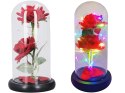 Wieczna róża w szkle świecąca led rgb prezent na okazję dla kobiet czerwona