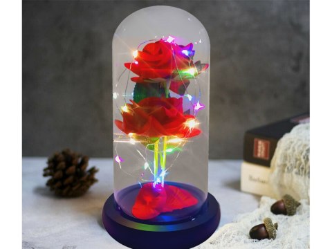 Wieczna róża w szkle świecąca led rgb prezent na okazję dla kobiet czerwona Wieczna róża w szkle świecąca led rgb prezent na okazję dla kobiet czerwona