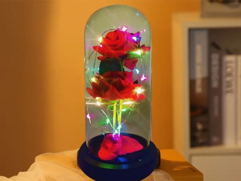 Wieczna róża w szkle świecąca led rgb prezent na okazję dla kobiet czerwona Wieczna róża w szkle świecąca led rgb prezent na okazję dla kobiet czerwona