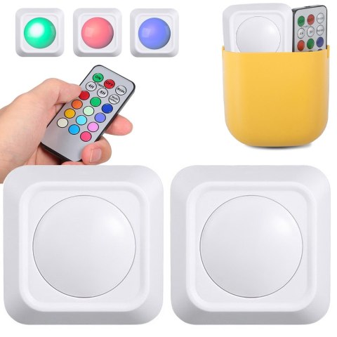 Lampka bezprzewodowa lampa nocna lampki rgb led pilot na baterie 2 sztuki Lampka bezprzewodowa lampa nocna lampki rgb led pilot na baterie 2 sztuki