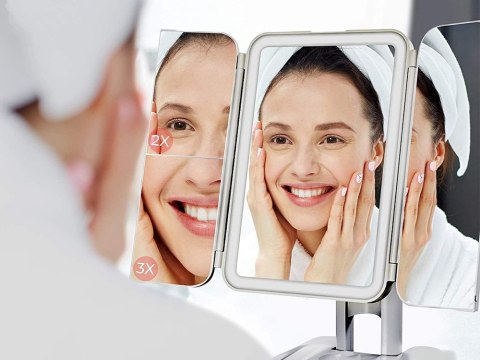 Lusterko kosmetyczne podświetlane led rozkładane lustro do makijażu premium Lusterko kosmetyczne podświetlane led rozkładane lustro do makijażu premium