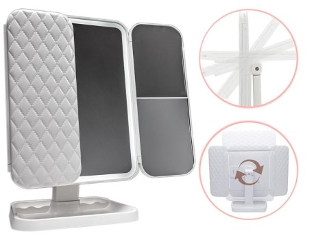 Lusterko kosmetyczne podświetlane led rozkładane lustro do makijażu premium Lusterko kosmetyczne podświetlane led rozkładane lustro do makijażu premium
