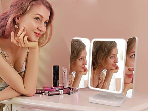 Lusterko kosmetyczne podświetlane led rozkładane lustro do makijażu premium Lusterko kosmetyczne podświetlane led rozkładane lustro do makijażu premium