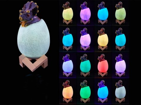 Lampka nocna dinozaur triceratops jajko rgb led jajo świecące dla dzieci Lampka nocna dinozaur triceratops jajko rgb led jajo świecące dla dzieci