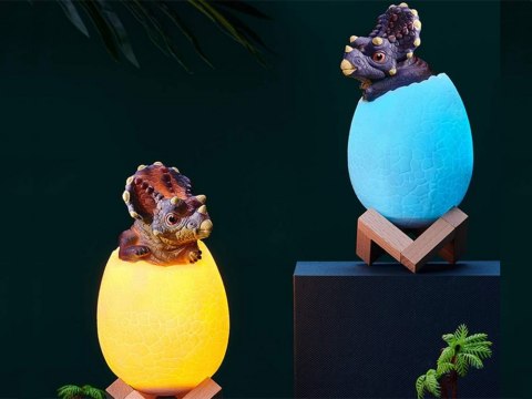 Lampka nocna dinozaur triceratops jajko rgb led jajo świecące dla dzieci Lampka nocna dinozaur triceratops jajko rgb led jajo świecące dla dzieci