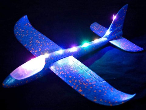 Samolot styropianowy styropianu 47cm świecący led szybowiec rzutka duży Samolot styropianowy styropianu 47cm świecący led szybowiec rzutka duży