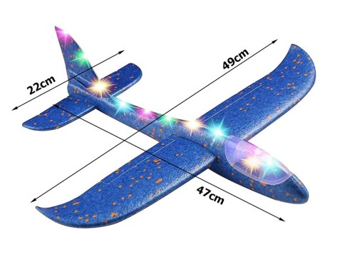 Samolot styropianowy styropianu 47cm świecący led szybowiec rzutka duży Samolot styropianowy styropianu 47cm świecący led szybowiec rzutka duży
