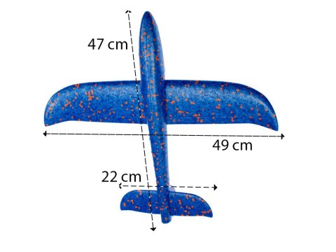 Samolot styropianowy szybowiec rzutka duży z styropianu 47cm niebieski Samolot styropianowy szybowiec rzutka duży z styropianu 47cm niebieski