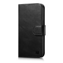 2W1 ETUI SKÓRZANY POKROWIEC Z KLAPKĄ IPHONE 14 ANTI-RFID OIL WAX WALLET CASE CZARNY