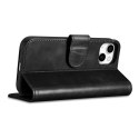 2W1 ETUI SKÓRZANY POKROWIEC Z KLAPKĄ IPHONE 14 ANTI-RFID OIL WAX WALLET CASE CZARNY