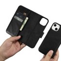 2W1 ETUI SKÓRZANY POKROWIEC Z KLAPKĄ IPHONE 14 ANTI-RFID OIL WAX WALLET CASE CZARNY