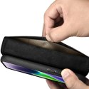 2W1 ETUI SKÓRZANY POKROWIEC Z KLAPKĄ IPHONE 14 ANTI-RFID OIL WAX WALLET CASE CZARNY