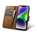 2W1 ETUI SKÓRZANY POKROWIEC Z KLAPKĄ IPHONE 14 ANTI-RFID OIL WAX WALLET CASE JASNO-BRĄZOWY