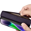 2W1 ETUI SKÓRZANY POKROWIEC Z KLAPKĄ IPHONE 14 ANTI-RFID WALLET CASE CIEMNOFIOLETOWY