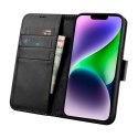 2W1 ETUI SKÓRZANY POKROWIEC Z KLAPKĄ IPHONE 14 ANTI-RFID WALLET CASE CZARNY