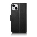 2W1 ETUI SKÓRZANY POKROWIEC Z KLAPKĄ IPHONE 14 ANTI-RFID WALLET CASE CZARNY