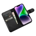 2W1 ETUI SKÓRZANY POKROWIEC Z KLAPKĄ IPHONE 14 ANTI-RFID WALLET CASE CZARNY