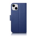 2W1 ETUI SKÓRZANY POKROWIEC Z KLAPKĄ IPHONE 14 ANTI-RFID WALLET CASE NIEBIESKI