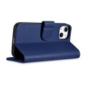 2W1 ETUI SKÓRZANY POKROWIEC Z KLAPKĄ IPHONE 14 ANTI-RFID WALLET CASE NIEBIESKI