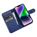 2W1 ETUI SKÓRZANY POKROWIEC Z KLAPKĄ IPHONE 14 ANTI-RFID WALLET CASE NIEBIESKI