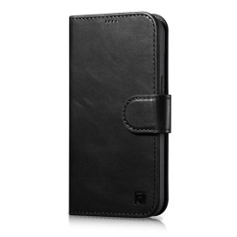 2W1 ETUI SKÓRZANY POKROWIEC Z KLAPKĄ IPHONE 14 PRO ANTI-RFID OIL WAX WALLET CASE CZARNY