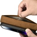 2W1 ETUI SKÓRZANY POKROWIEC Z KLAPKĄ IPHONE 14 PRO MAX ANTI-RFID OIL WAX WALLET CASE JASNO-BRĄZOWY