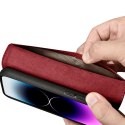 2W1 ETUI SKÓRZANY POKROWIEC Z KLAPKĄ IPHONE 14 PRO MAX ANTI-RFID WALLET CASE CZERWONY