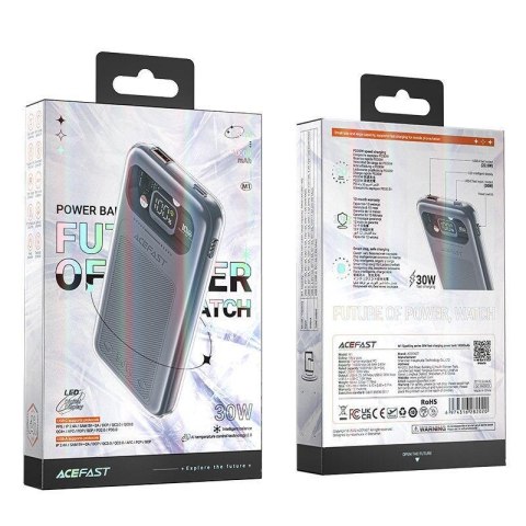 POWERBANK 10000MAH SPARKLING SERIES SZYBKIE ŁADOWANIE 30W SZARY POWERBANK 10000MAH SPARKLING SERIES SZYBKIE ŁADOWANIE 30W SZARY