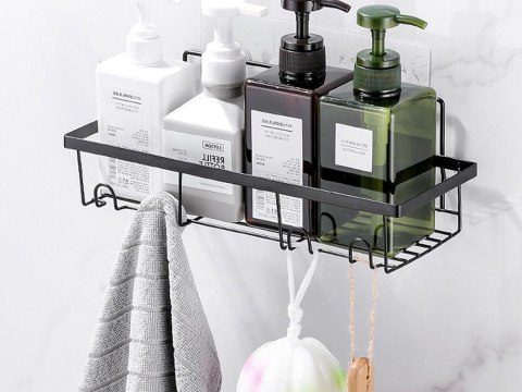 Półka łazienkowa do łazenki pod prysznic prysznicowa loft wisząca 4x haczyk Półka łazienkowa do łazenki pod prysznic prysznicowa loft wisząca 4x haczyk