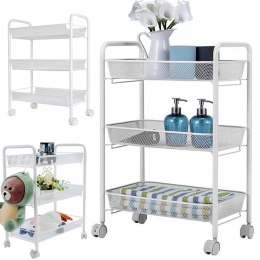 Półka łazienkowa kuchenna szafka na kółkach regał metalowa trzy poziomy 3