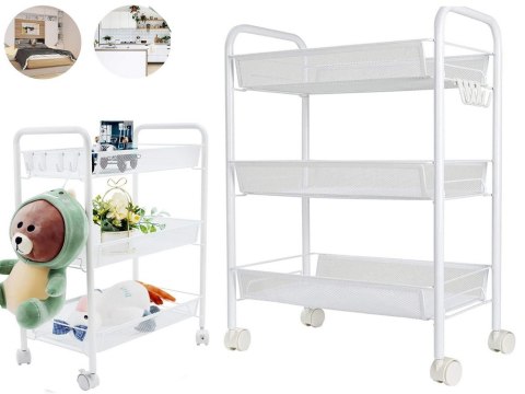 Półka łazienkowa kuchenna szafka na kółkach regał metalowa trzy poziomy 3 Półka łazienkowa kuchenna szafka na kółkach regał metalowa trzy poziomy 3