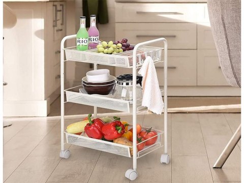 Półka łazienkowa kuchenna szafka na kółkach regał metalowa trzy poziomy 3 Półka łazienkowa kuchenna szafka na kółkach regał metalowa trzy poziomy 3