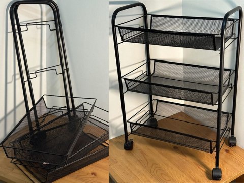 Półka łazienkowa kuchenna szafka na kółkach regał metalowa trzy poziomy 3 Półka łazienkowa kuchenna szafka na kółkach regał metalowa trzy poziomy 3