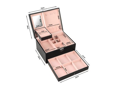 Szkatułka na biżuterię organizer pudełko lustro kuferek etui pojemny box Szkatułka na biżuterię organizer pudełko lustro kuferek etui pojemny box