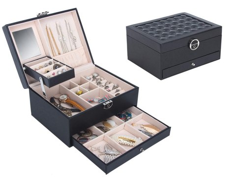 Szkatułka na biżuterię organizer pudełko lustro kuferek etui pojemny box Szkatułka na biżuterię organizer pudełko lustro kuferek etui pojemny box