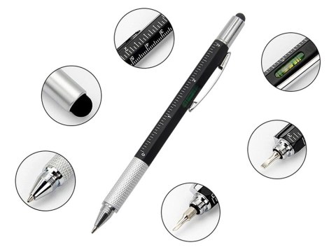 Długopis wielofunkcyjny śrubokręt multitool 6w1 miarka poziomica klips Długopis wielofunkcyjny śrubokręt multitool 6w1 miarka poziomica klips