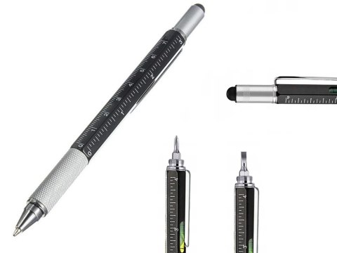 Długopis wielofunkcyjny śrubokręt multitool 6w1 miarka poziomica klips Długopis wielofunkcyjny śrubokręt multitool 6w1 miarka poziomica klips
