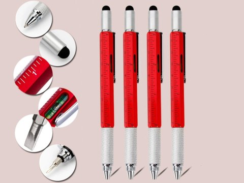 Długopis wielofunkcyjny śrubokręt multitool 6w1 miarka poziomica klips Długopis wielofunkcyjny śrubokręt multitool 6w1 miarka poziomica klips