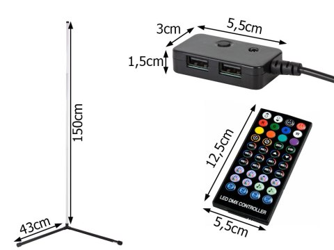 Lampa stojąca podłogowa narożnikowa rgb led nocna do sypialni aplikacja 1,5 Lampa stojąca podłogowa narożnikowa rgb led nocna do sypialni aplikacja 1,5