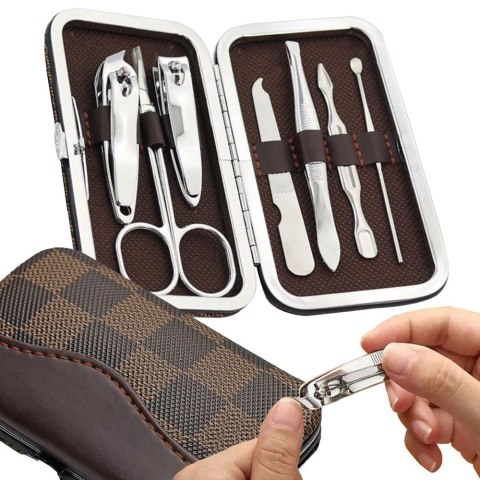 Zestaw do paznokci przybornik manicure pedicure etui cążki 7 elementów Zestaw do paznokci przybornik manicure pedicure etui cążki 7 elementów