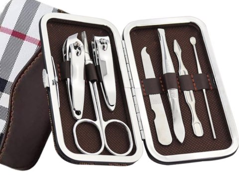 Zestaw do paznokci przybornik manicure pedicure etui cążki 7 elementów Zestaw do paznokci przybornik manicure pedicure etui cążki 7 elementów