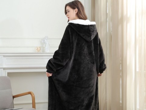 Ciepła bluza koc duża oversize gruba miękka z kapturem szlafrok długa xxl Ciepła bluza koc duża oversize gruba miękka z kapturem szlafrok długa xxl