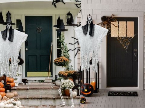 Dekoracja halloween wisząca ozdoba duch maska krzyk szkielet zjawa 90 cm Dekoracja halloween wisząca ozdoba duch maska krzyk szkielet zjawa 90 cm