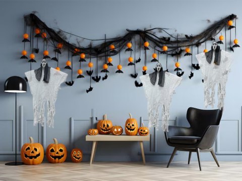 Dekoracja halloween wisząca ozdoba duch maska krzyk szkielet zjawa 90 cm Dekoracja halloween wisząca ozdoba duch maska krzyk szkielet zjawa 90 cm