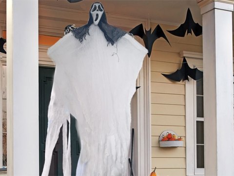 Dekoracja halloween wisząca ozdoba duch maska krzyk szkielet zjawa 90 cm Dekoracja halloween wisząca ozdoba duch maska krzyk szkielet zjawa 90 cm