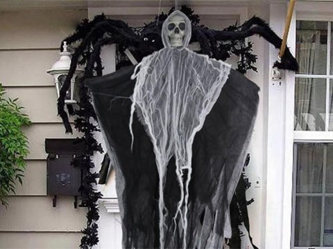 Dekoracja halloween wisząca ozdoba duch szkielet śmierć zjawa czaszka 80 cm Dekoracja halloween wisząca ozdoba duch szkielet śmierć zjawa czaszka 80 cm