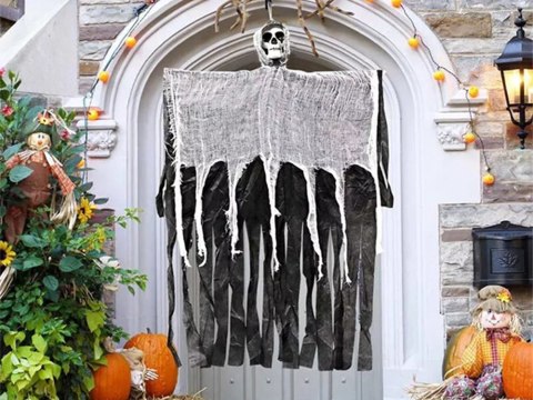 Dekoracja halloween wisząca ozdoba duch szkielet śmierć zjawa czaszka 80 cm Dekoracja halloween wisząca ozdoba duch szkielet śmierć zjawa czaszka 80 cm