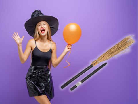 Miotła czarownicy wiedźmy baba jagi czarna 90cm na halloween andrzejki xxl Miotła czarownicy wiedźmy baba jagi czarna 90cm na halloween andrzejki xxl